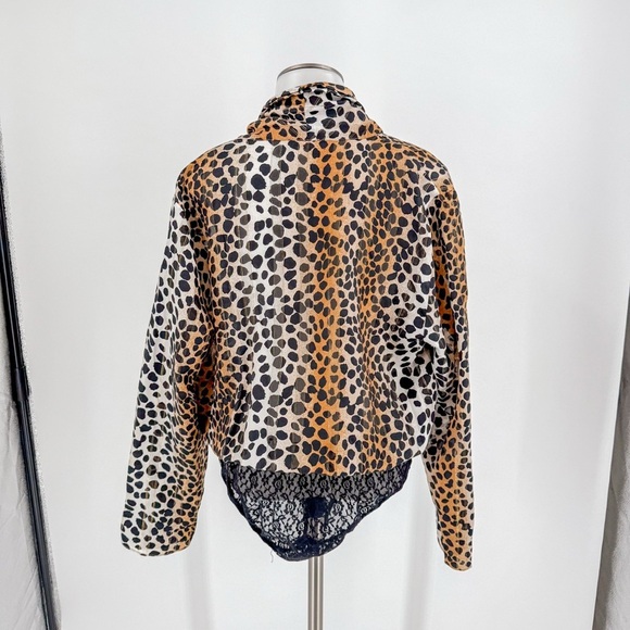 Rixo Leopard Plunge Surplice Metallic Gold Bodysuit - Picture 5 of 7